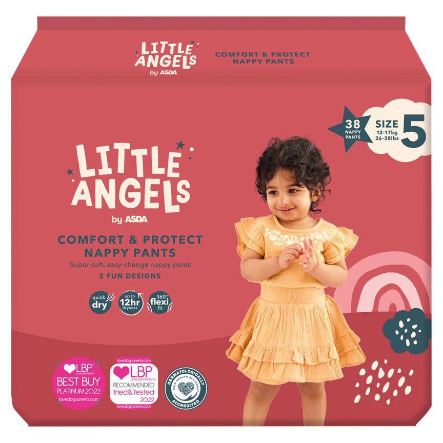 LITTLE ANGELS by ASDA Comfort &amp;amp; Protect Size 5 38 Nappy Pants
