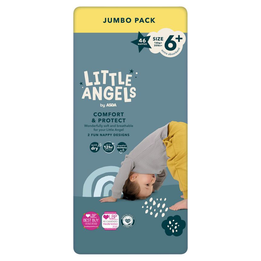 LITTLE ANGELS by ASDA Size 6+ Comfort &amp;amp; Protect Jumbo Pack 46 Nappies