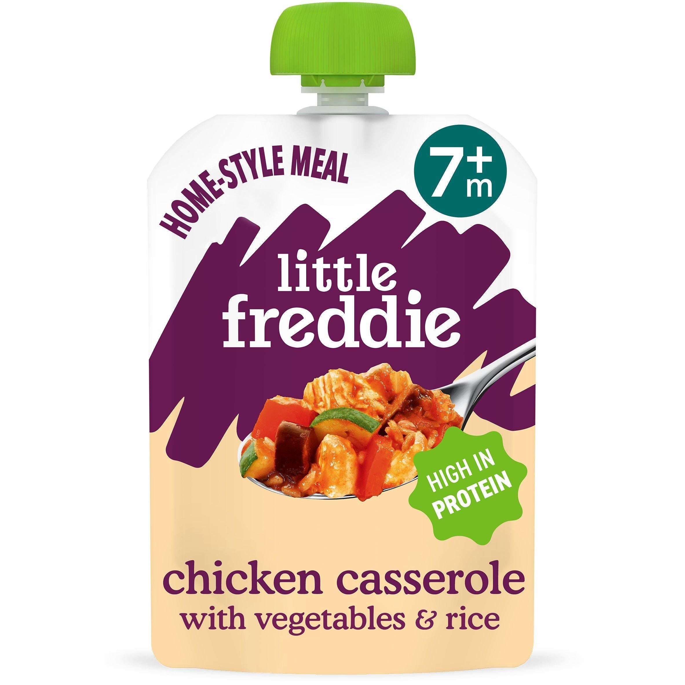 Little Freddie Organic Chicken Casserole with Vegetables &amp;amp; Rice Textured Stage 2 +7m 130g