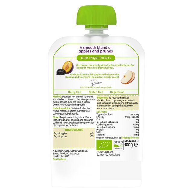 Little Freddie Prunes &amp;amp; Apples Organic Pouch 6 mths+   100g