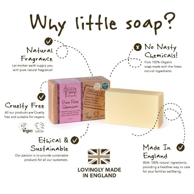 Little Soap Company Organic Bar Soap Rose Geranium   110g