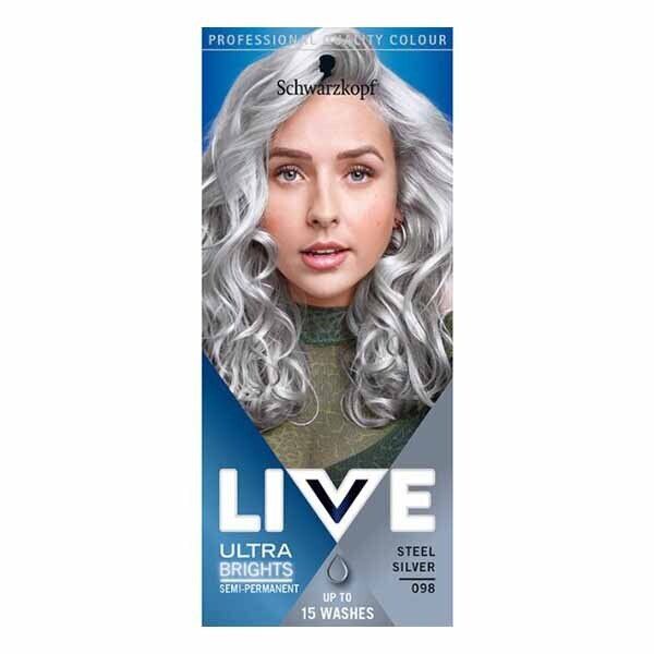 LIVE Ultra Brights 091 Raspberry Rebel Hair Dye Steel Silver 098