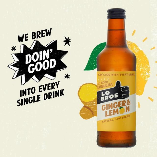 Lo Bros Kombucha Ginger &amp;amp; Lemon Low Sugar   330ml
