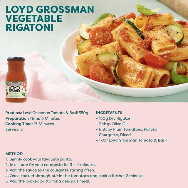 Loyd Grossman Tomato &amp;amp; Basil Pasta Sauce   350g