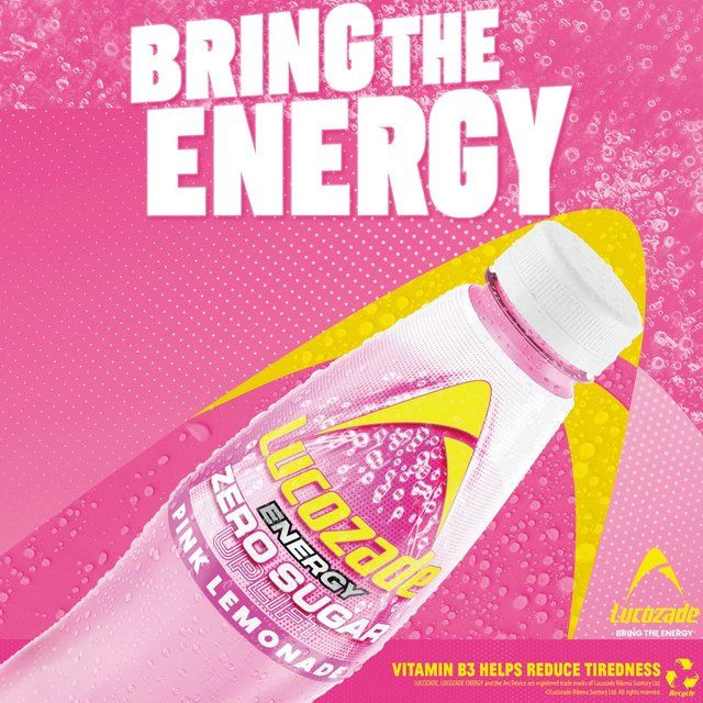 Lucozade Energy Zero Pink Lemonade   4 x 380ml