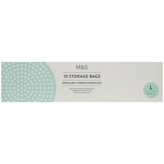 M&amp;amp;S 10 Large Resealable Storage Bags   10 per pack