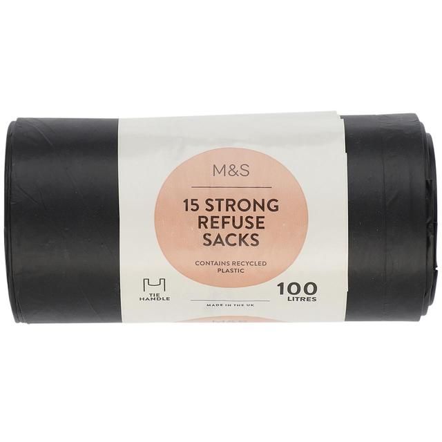 M&amp;amp;S 15 Tie Handle 100L Refuse Sacks   15 per pack