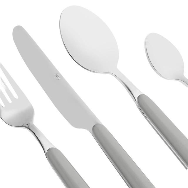 M&amp;amp;S 16 Piece Tribeca Cutlery Set Grey