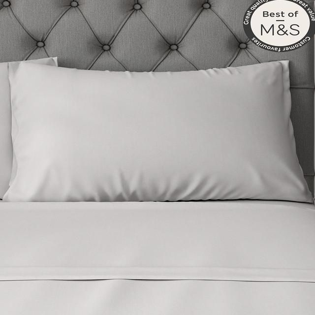 M&amp;amp;S 2 Pack Comfortably Cool Tencel Rich Pillowcases One Size Light Grey   2 per pack