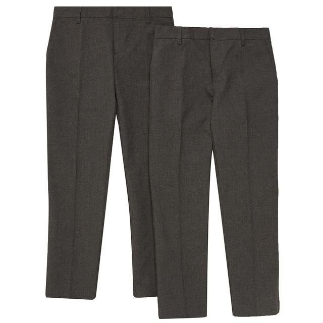 M&amp;amp;S 2pk Boys Slim Leg School Trousers 4-13 Years Grey