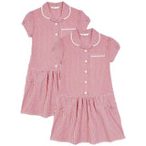 M&amp;amp;S 2pk Girls' Cotton Gingham School Dresses 4-10 Years Red
