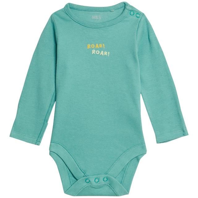 M&amp;amp;S 3 Pack Pure Cotton Dinosaur Bodysuits 0-3 Years