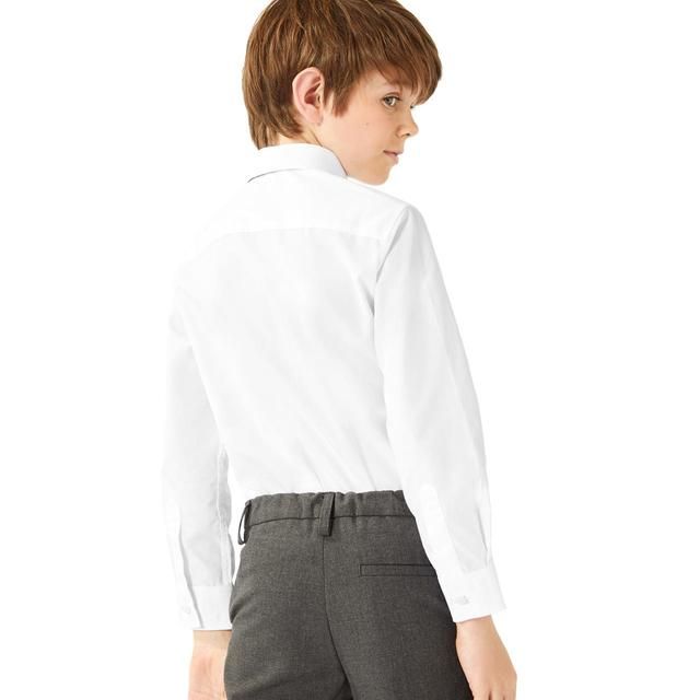 M&amp;amp;S 3pk Regular Fit Easy Iron Shirts 3-14 Years White