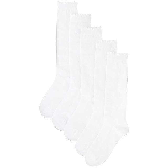 M&amp;amp;S 5pk Butterfly Knee High School Socks White