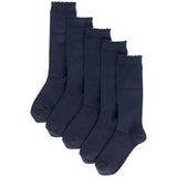 M&amp;amp;S 5pk Cotton Knee High School Socks Navy