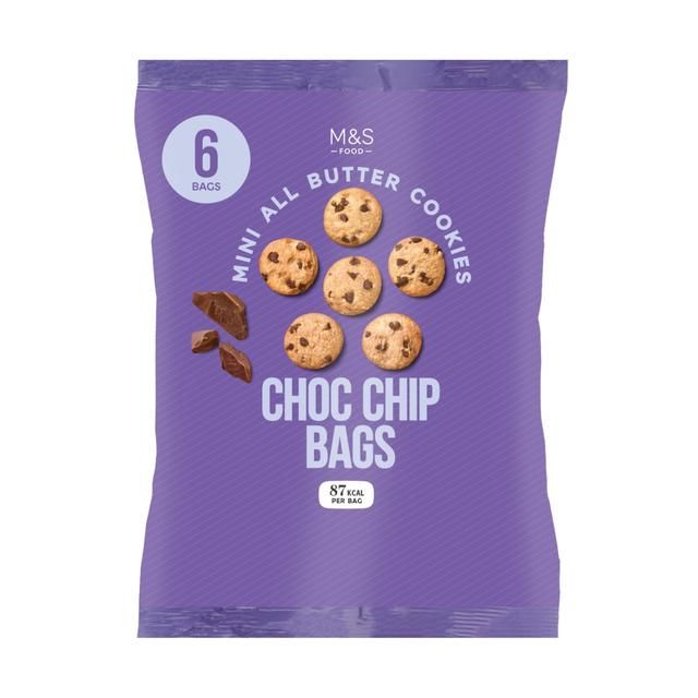 M&amp;amp;S 6 Mini Chocolate Chip Cookie Bags   6 x 18g