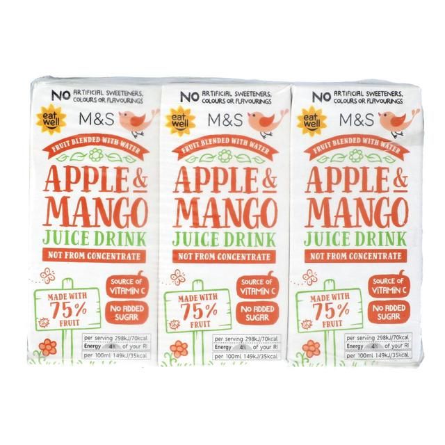 M&amp;amp;S Apple &amp;amp; Mango Juice Drink   3 x 200ml