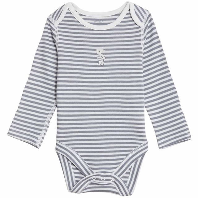 M&amp;amp;S BD Stripe Teddy Bear Bodysuit NB