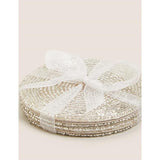 M&amp;amp;S Beaded Coasters Silver   4 per pack
