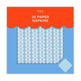 M&amp;amp;S Blue Gingham Paper Napkins   20 per pack
