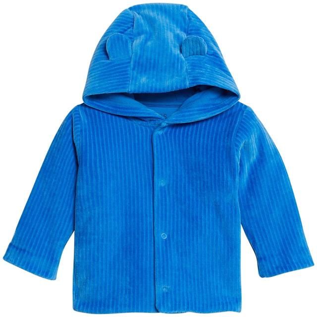 M&amp;amp;S Blue Velour Hooded Jacket Blue 0-3 Years
