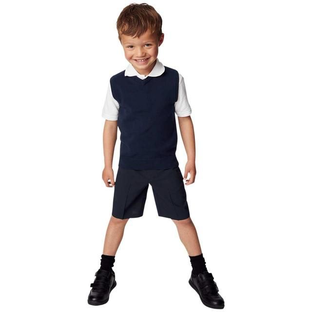 M&amp;amp;S Boys 2 Pack Regular Leg School Shorts Navy 3-14 Years