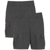 M&amp;amp;S Boys 2pk Cargo School Shorts Grey 3-4 Yrs   2 per pack
