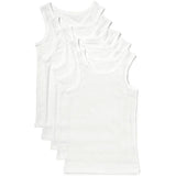 M&amp;amp;S Boys Pure Cotton Vests 5 Pack 2-12 Years White