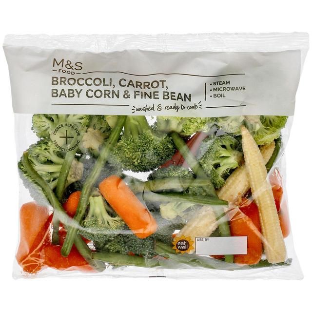 M&amp;amp;S Broccoli Carrot Baby Corn &amp;amp; Fine Bean   320g