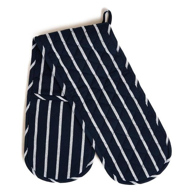 M&amp;amp;S Butchers Stripe Double Oven Glove '1SIZE Navy