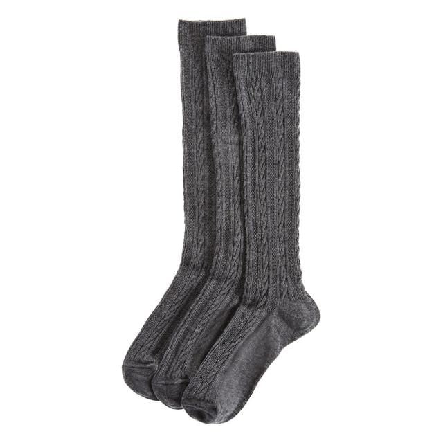 M&amp;amp;S Cable Knee High Socks Grey Marl 6-8    3 per pack