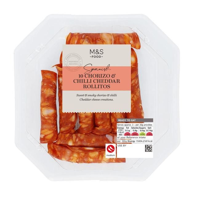 M&amp;amp;S Chorizo &amp;amp; Chilli Cheddar Rollitos   10 per pack