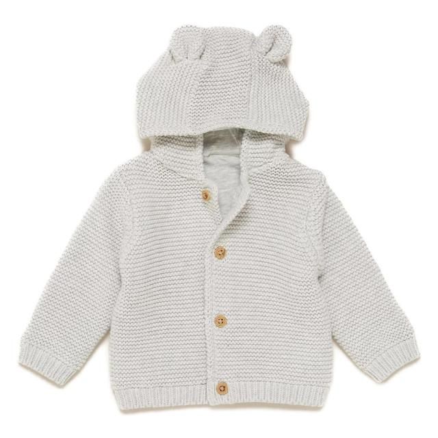 M&amp;amp;S Collection Boys Pure Cotton Knitted Cardigan 9-12 Months Grey Marl