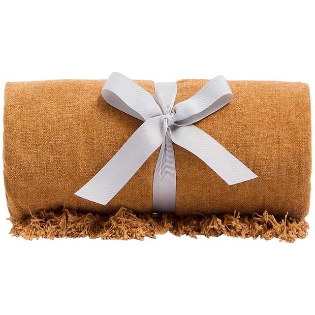 M&amp;amp;S Collection Chenille Plain Throw One Size Caramel
