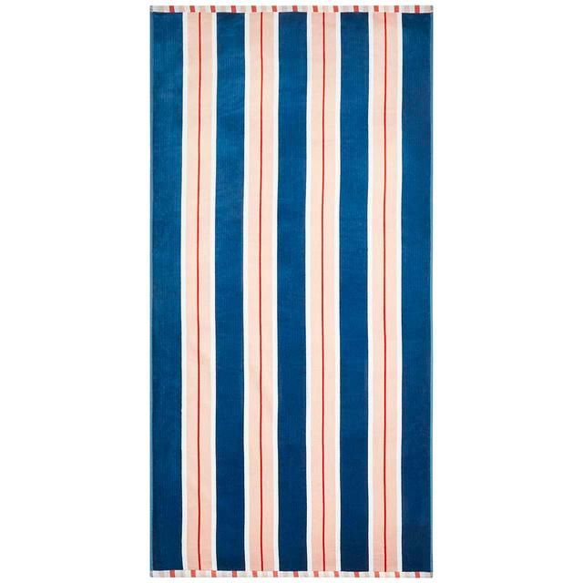 M&amp;amp;S Collection Pure Cotton Striped Sand Resistant Beach Towel Navy