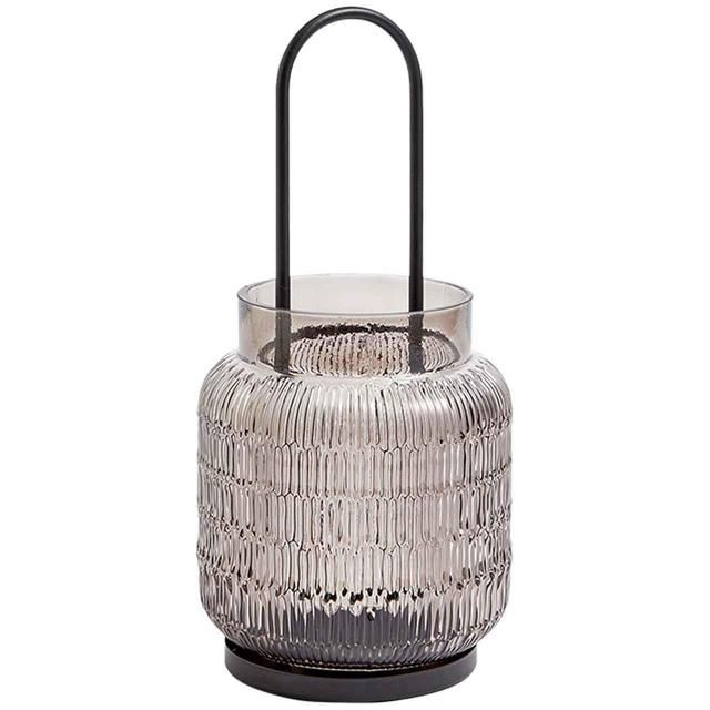 M&amp;amp;S Collection Ridged Glass Small Lantern Grey