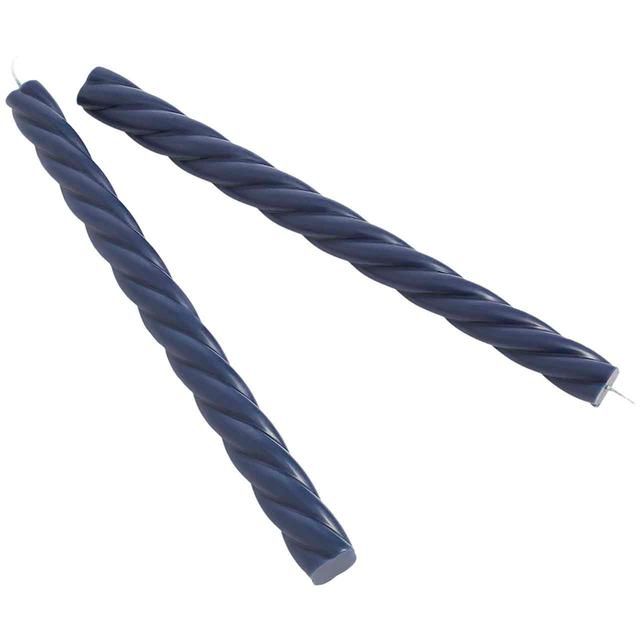M&amp;amp;S Collection Set of 2 Twisted Dinner Candles Navy   2 per pack