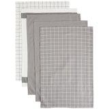 M&amp;amp;S Collection Set of 5 Printed Tea Towels One Size Mid Grey   5 per pack