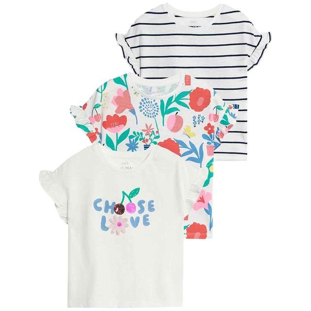 M&amp;amp;S Cotton Garden Tops 2-7 Years Ivory