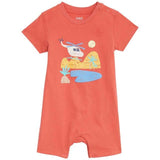 M&amp;amp;S Cotton Palm Tree Romper 0 Months - 3 Years Coral