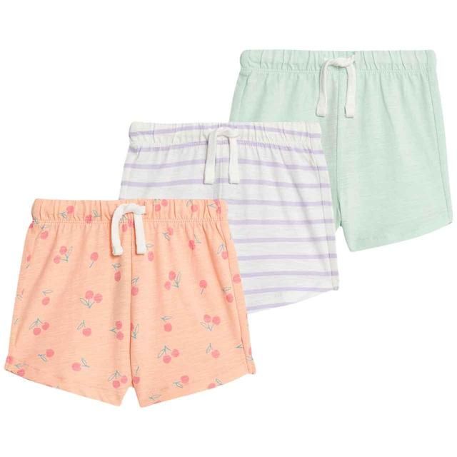 M&amp;amp;S Cotton Patterned Shorts 3 Pack 0-24 Months