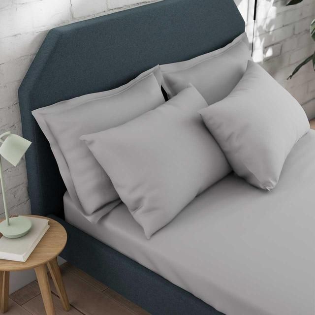 M&amp;amp;S Cotton Rich Fitted Sheet Single Silver Grey