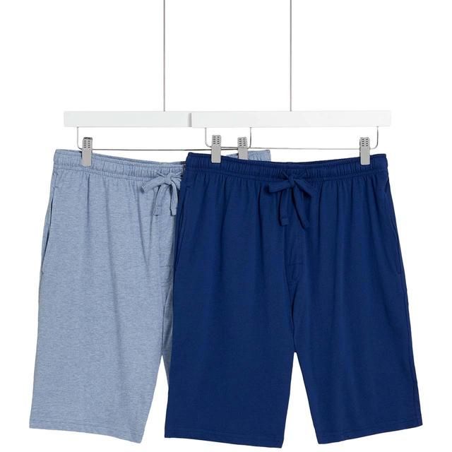 M&amp;amp;S Cotton Rich Jersey Shorts S-XL Blue