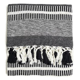 M&amp;amp;S Cotton Rich Woven Monochrome Stripe Throw One Size Cream Mix
