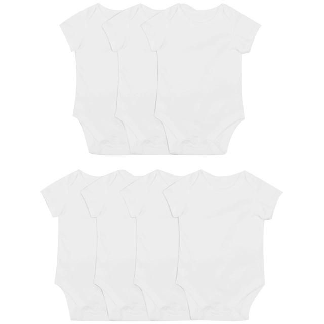 M&amp;amp;S Cotton Short Sleeve Bodysuits 7 Pack White