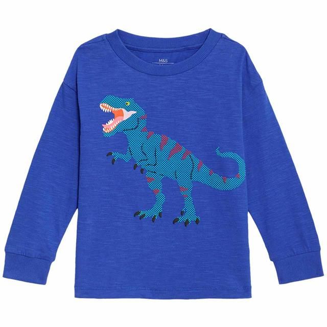 M&amp;amp;S Dino Graphic Top 2-7 Years Blue