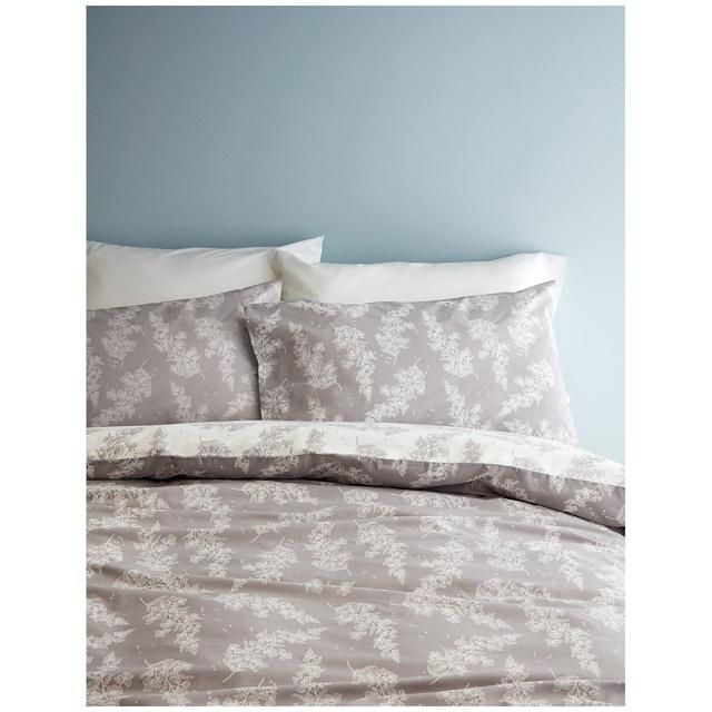 M&amp;amp;S Floral Fern Bedding Set 3FT-6FT Grey Mix