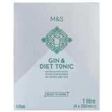 M&amp;amp;S Gin &amp;amp; Diet Tonic   4 x 250ml
