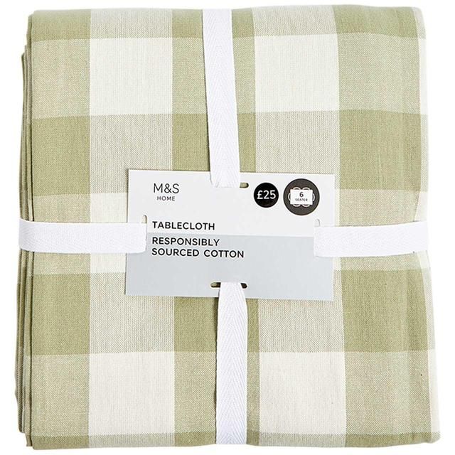 M&amp;amp;S Gingham Tablecloth Green