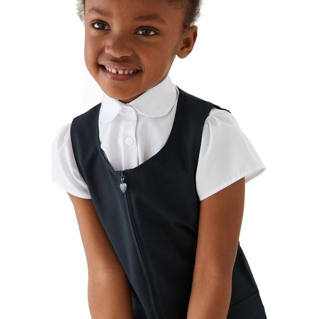 M&amp;amp;S Girls 2pk Navy Crease Resistant School Pinafores 3-10 Years